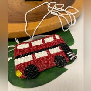 Sakura Purse Beaded Double Decker Bus Mini Coin Pouch Purse